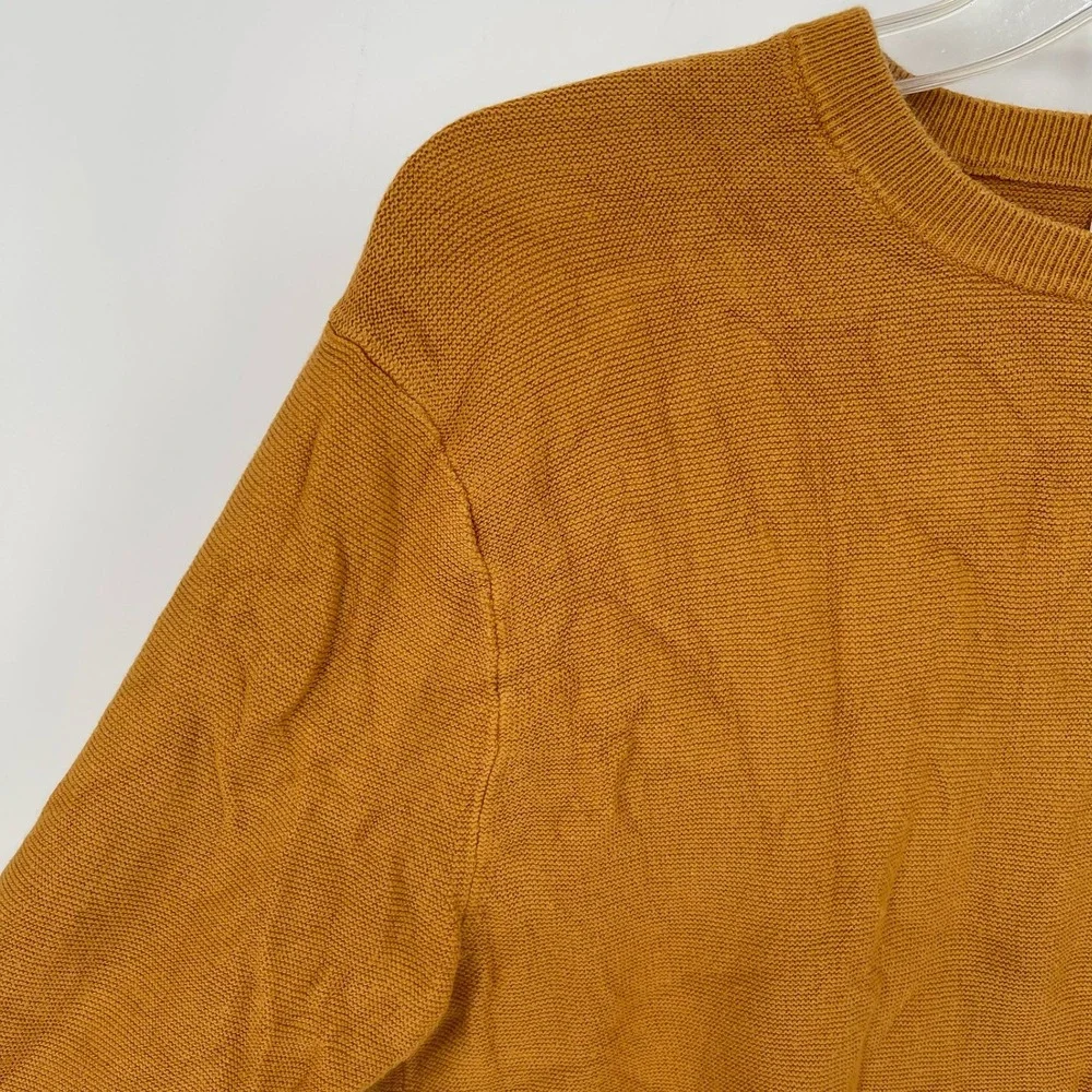 J. Crew Women's Mustard Yellow Knit Cotton Crewneck Sweater Size S